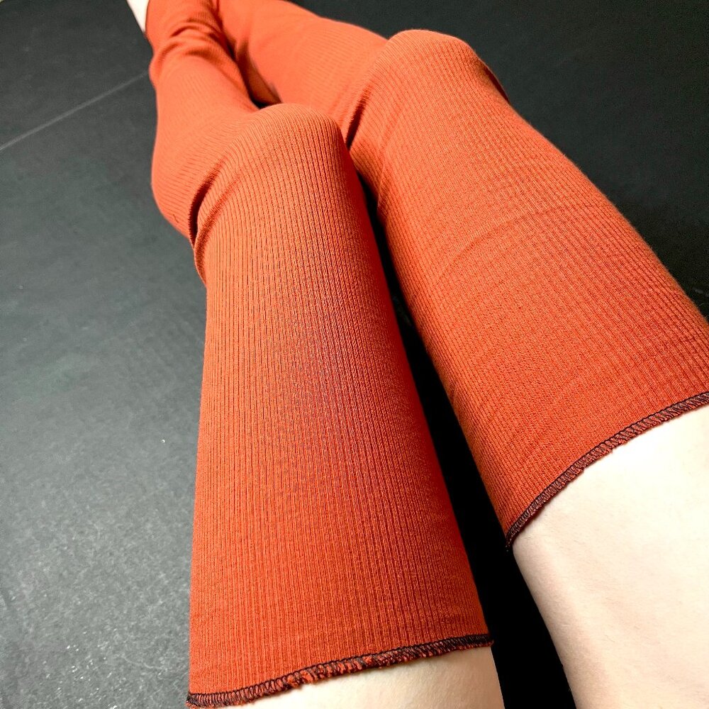 100% Cotton Leg Warmers Orange Ribbed Thigh Highs Over the Knee Socks Summer New